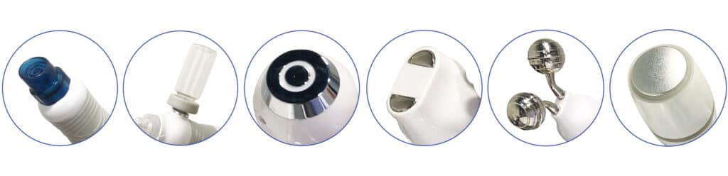 différentes sondes de l'appareil Revel Aqua pour le soin Aqua Pure